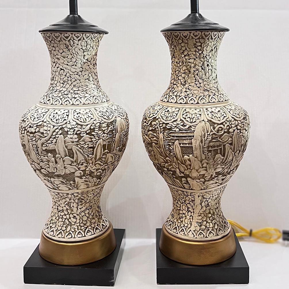 Pair of Chinoiserie Table Lamps For Sale 3