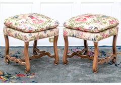 Pair Of Chinoiserie  Upholstered Louis XIV Walnut Benches