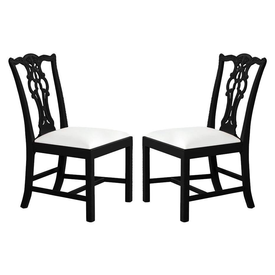 Pair of Chippendale Accent Side Chairs