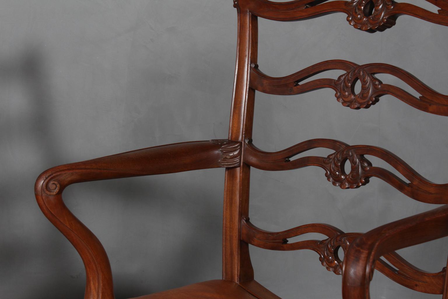 Danish Pair of Chippendale Armchairs
