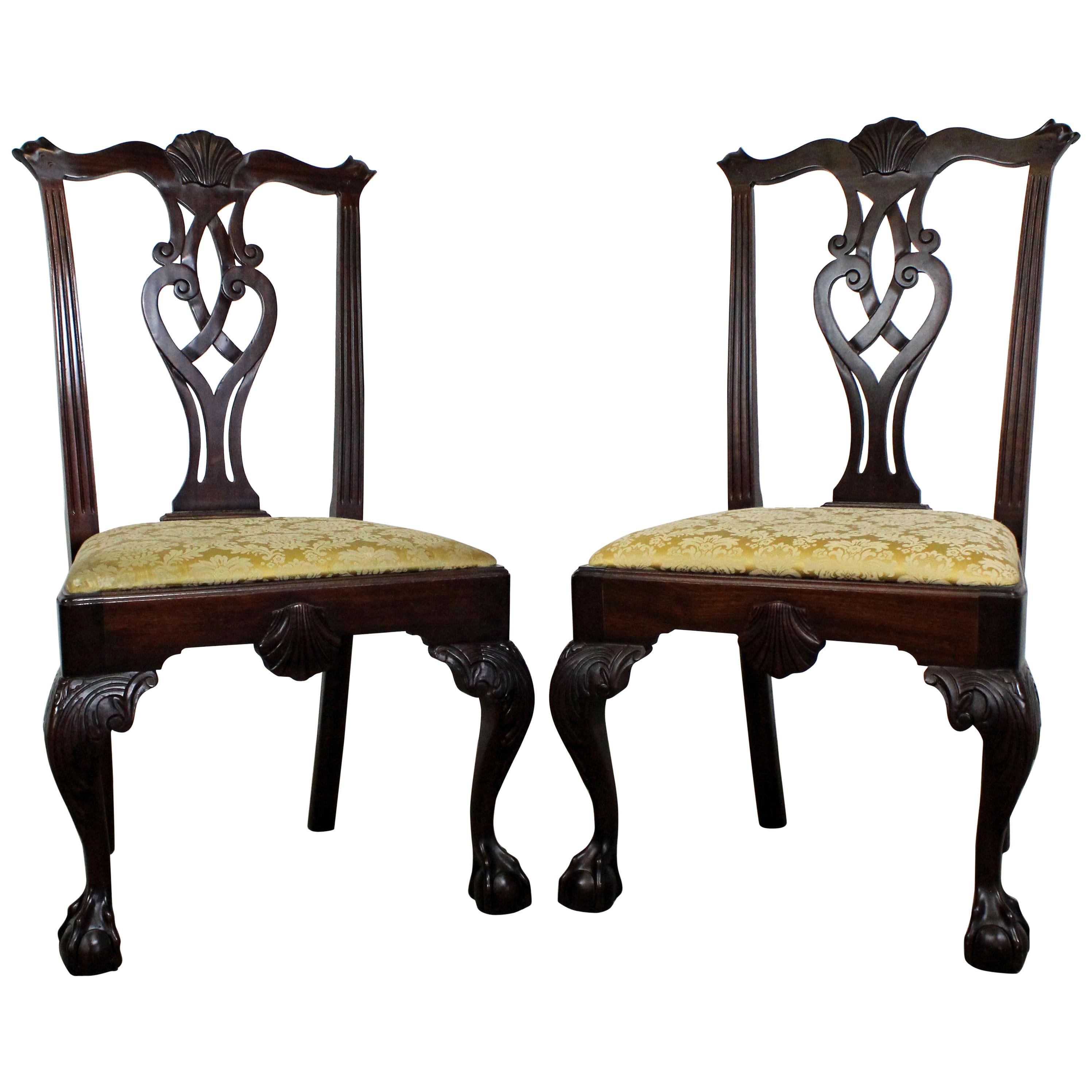 Pair of Chippendale Ball and Claw Mahogany Dining Chairs
