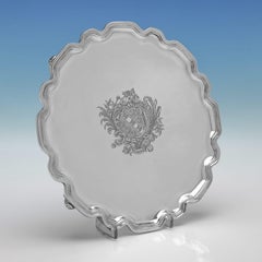 Pair of chippendale border sterling silver salvers - 90 troy ounces - 1939