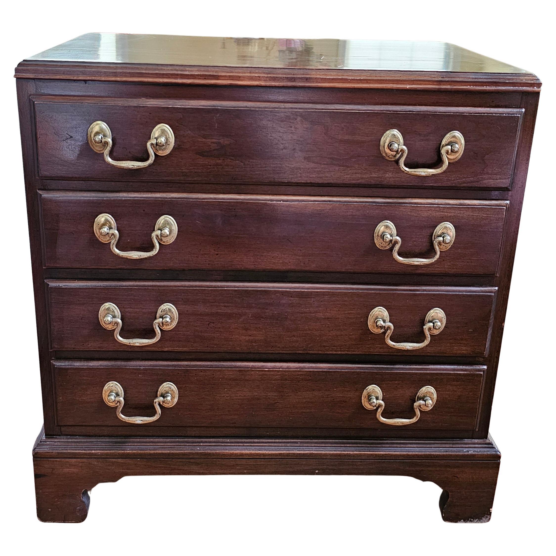 Pair of Chippendale solid Cherry Small Chest of Drawers or Nightstands fully finished to the back. Measure 21