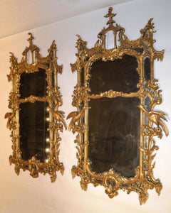 Pair of Chippendale Chinoiserie Style Giltwood Mirrors