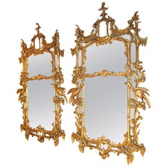 Pair of Chippendale Chinoiserie Style Giltwood Mirrors