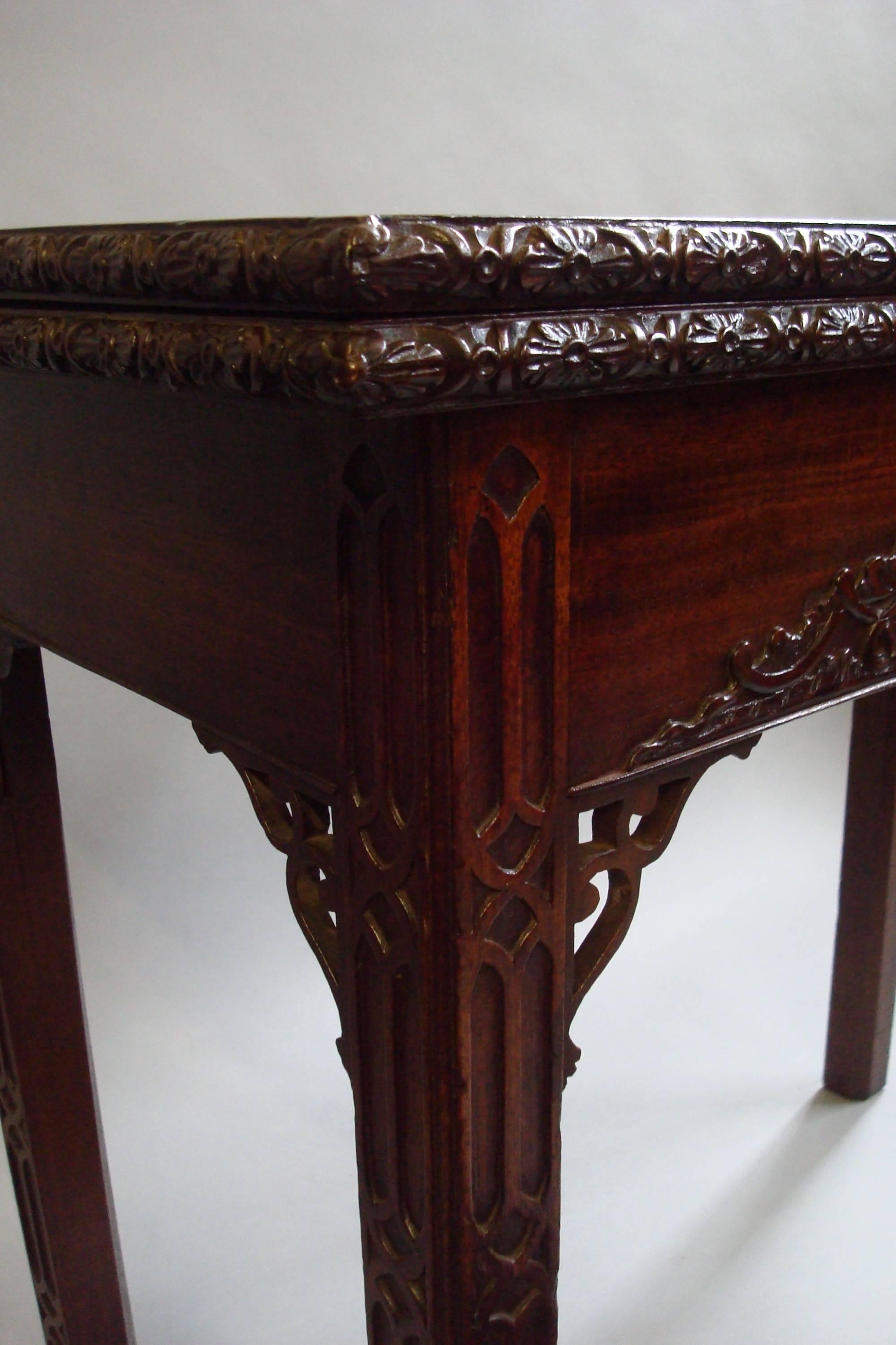 Pair of Chippendale George III Mahogany Tea Table and Card Table For Sale 1