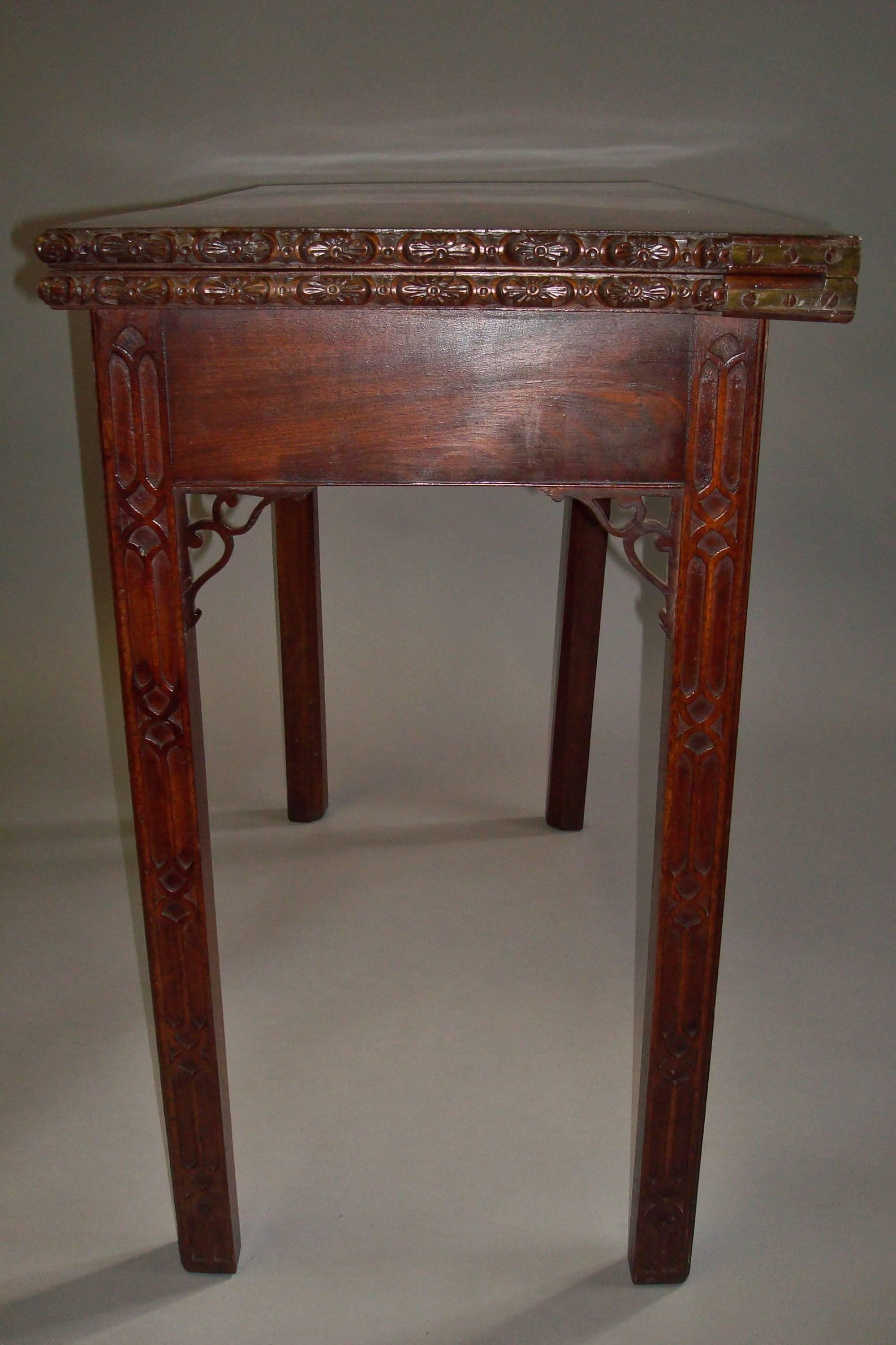 Pair of Chippendale George III Mahogany Tea Table and Card Table For Sale 3