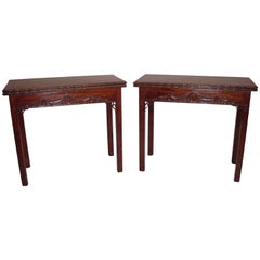 Pair of Chippendale George III Mahogany Tea Table and Card Table