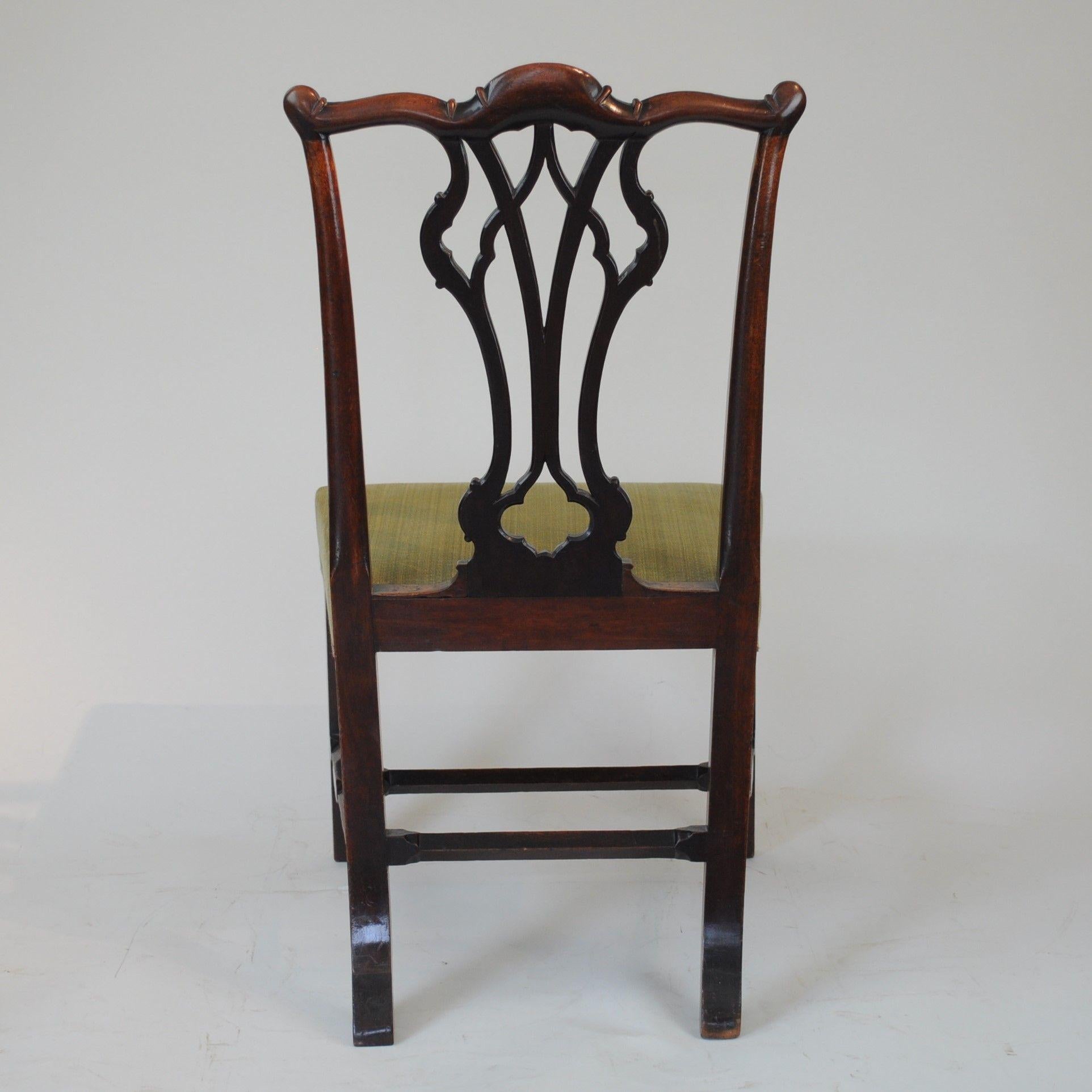 Pair of Chippendale Inspired Mahogany Side Chairs In Fair Condition In Folkestone, GB