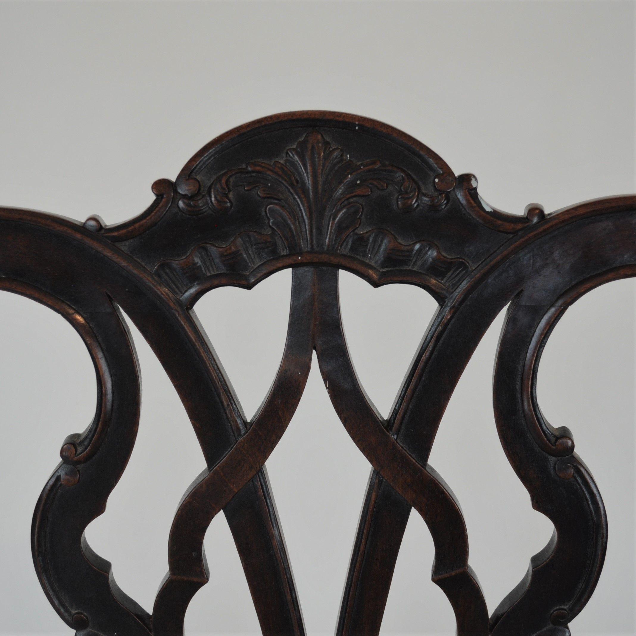 Pair of Chippendale Inspired Mahogany Side Chairs 1