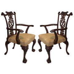 Pair of Chippendale Mahogany Armchairs