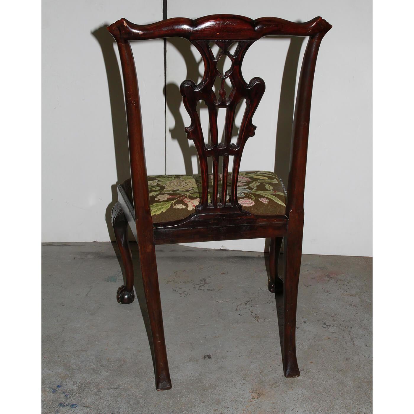 Pair of Chippendale Mahogany Side Chairs For Sale 5