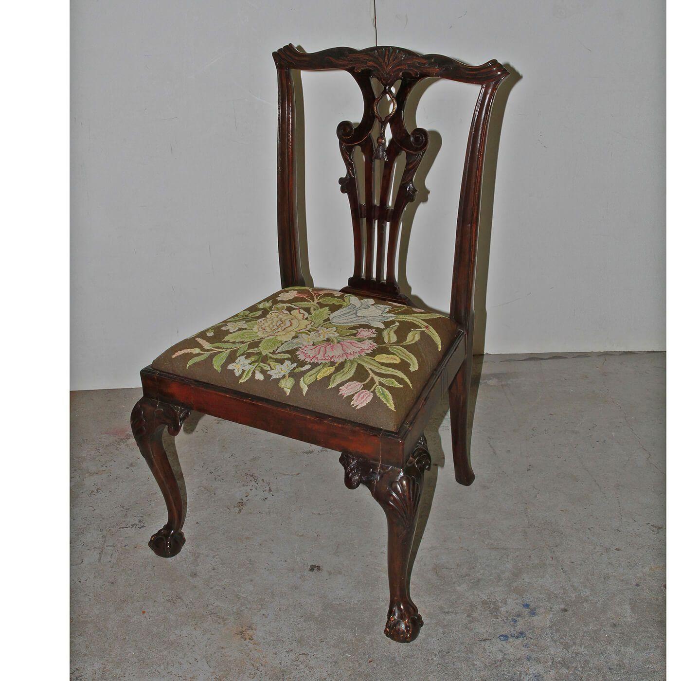 Pair of Chippendale Mahogany Side Chairs In Good Condition For Sale In Westwood, NJ
