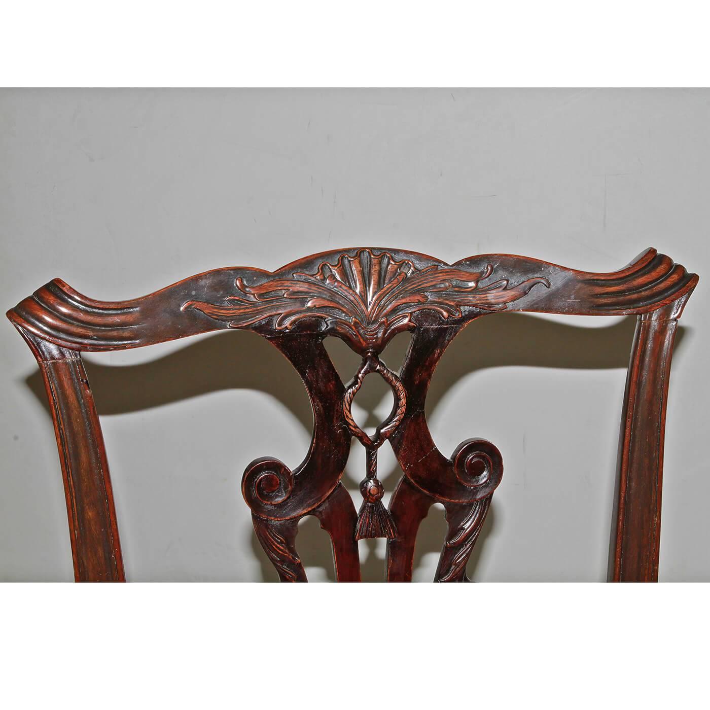 Pair of Chippendale Mahogany Side Chairs For Sale 3