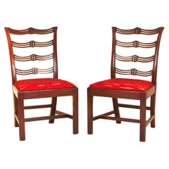 Pair of Chippendale Mahogany Slat Back Chairs