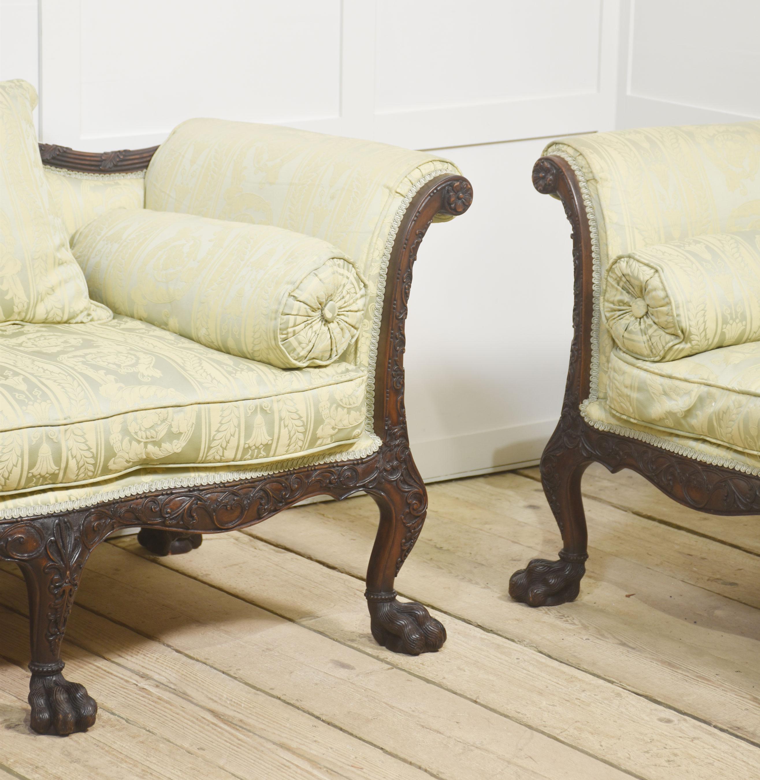 Pair of Chippendale revival settees For Sale 6
