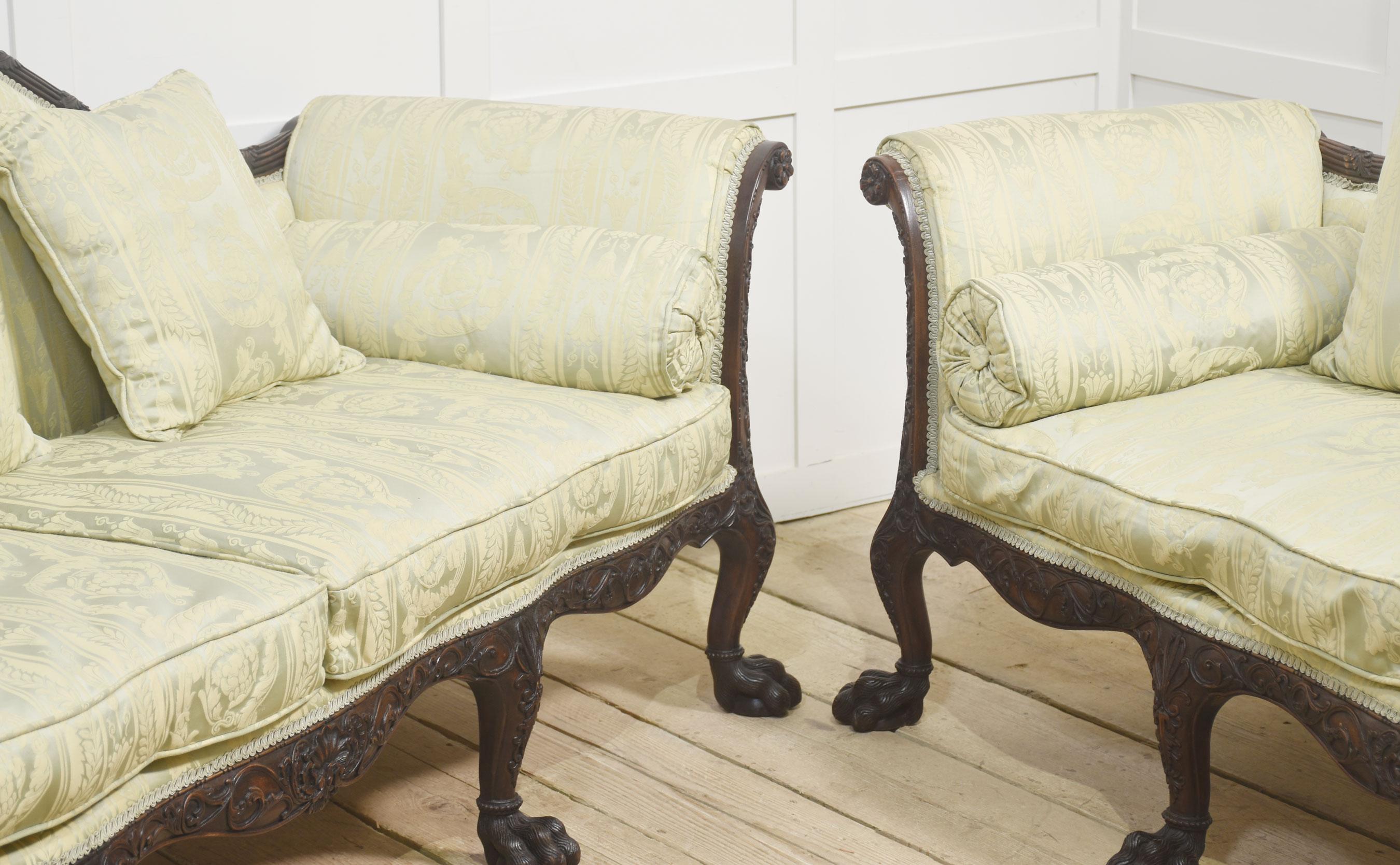 Pair of Chippendale revival settees For Sale 8