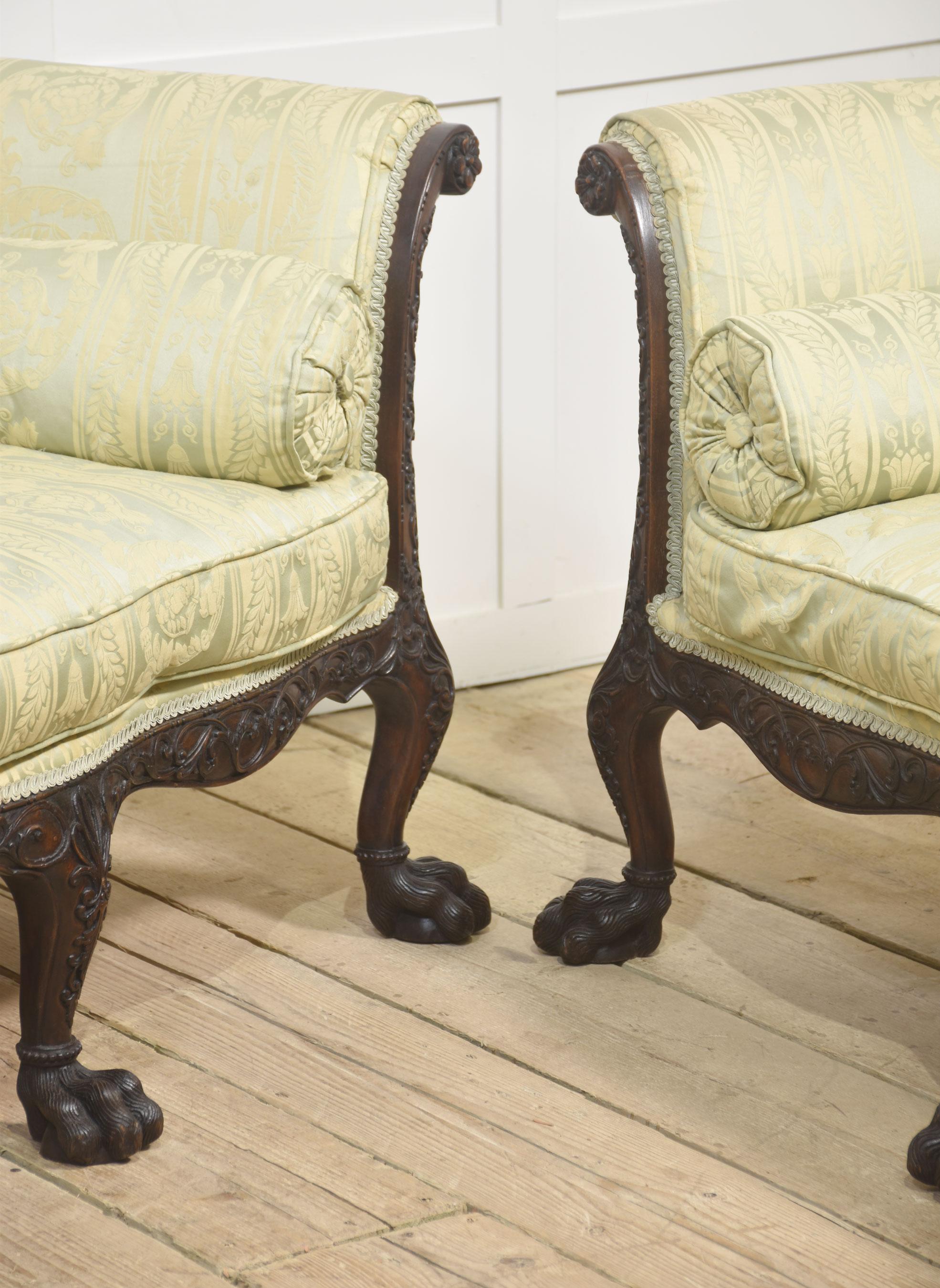 Pair of Chippendale revival settees For Sale 9