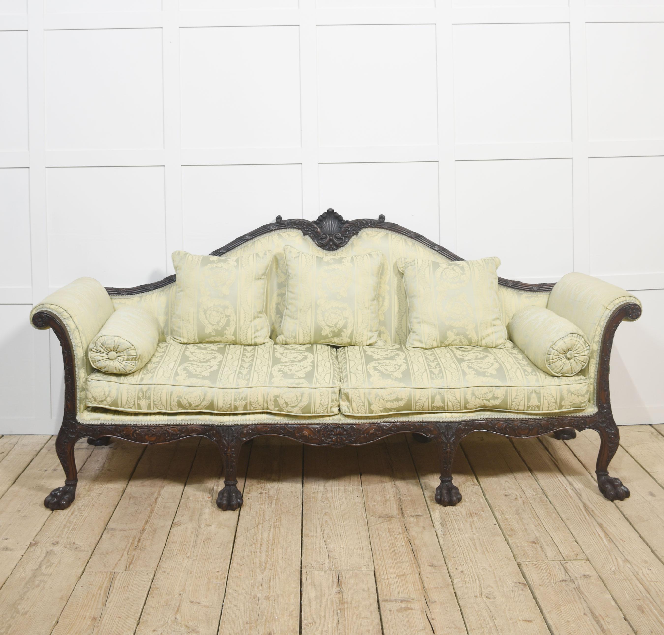 Pair of Chippendale revival settees For Sale 11