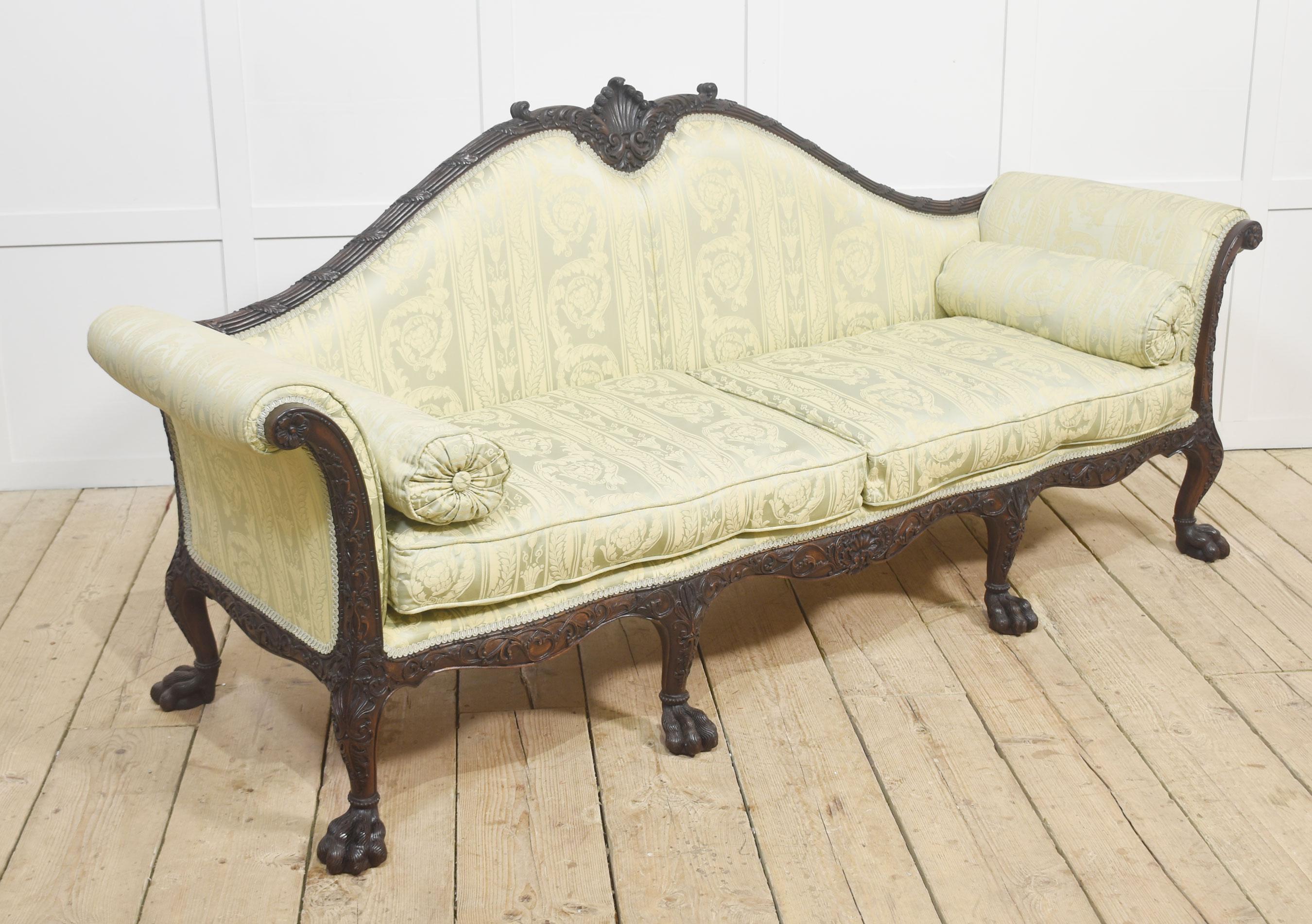 British Pair of Chippendale revival settees For Sale