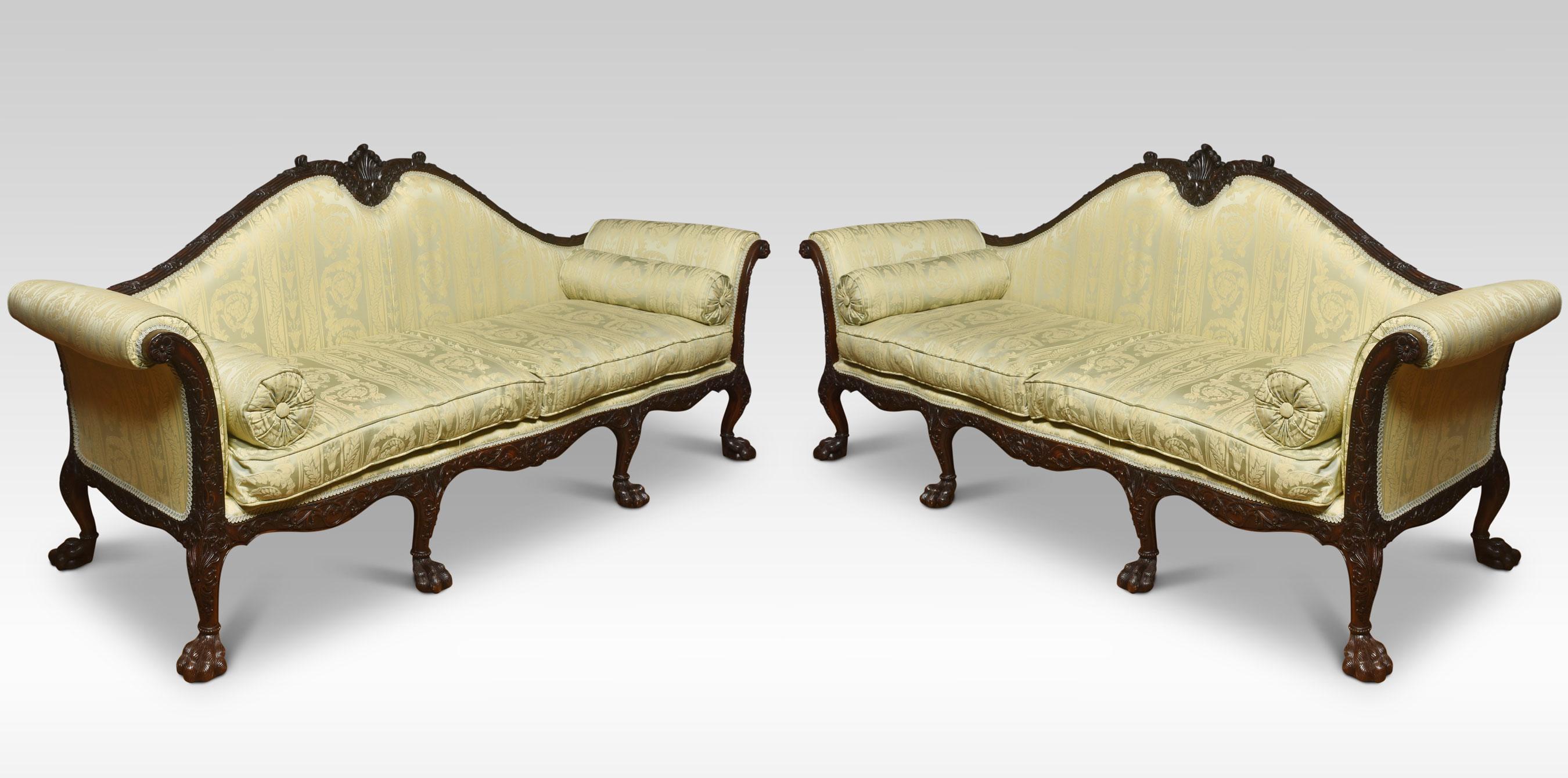 Pair of Chippendale Revival Settees In Good Condition For Sale In Cheshire, GB