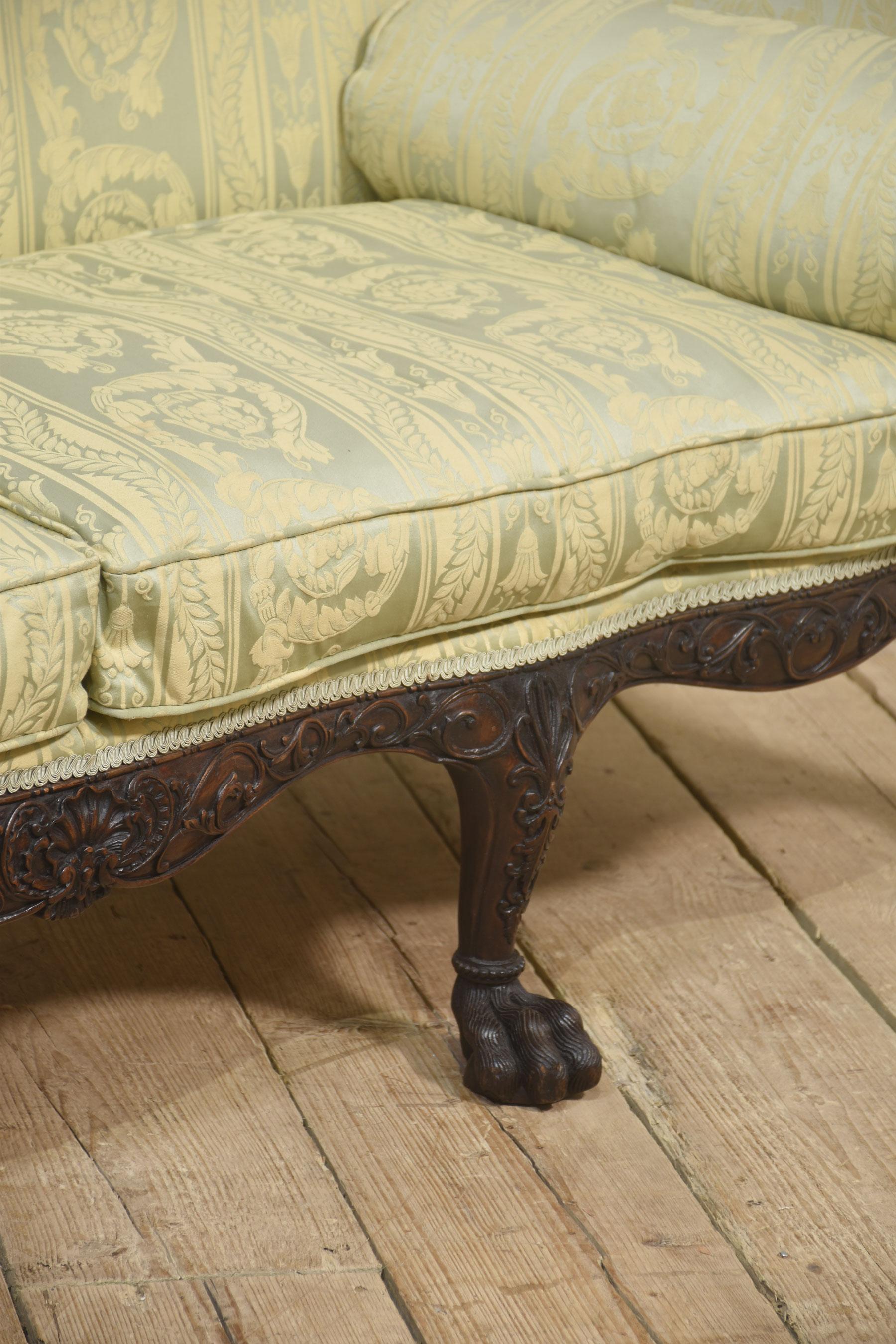 Wood Pair of Chippendale revival settees For Sale