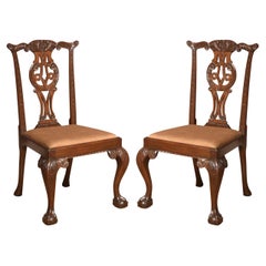 Antique Pair of Chippendale Revival Side Chairs