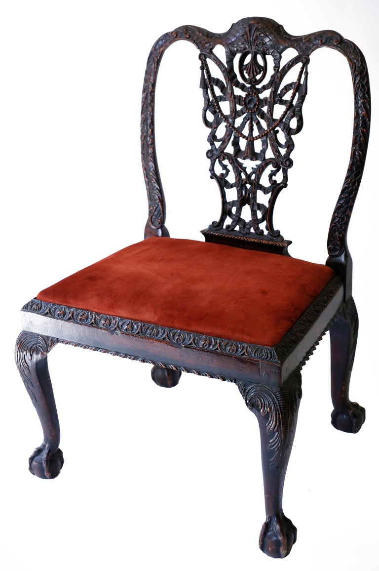 Pair of Chippendale Style Ribbonback Chairs For Sale at 1stDibs