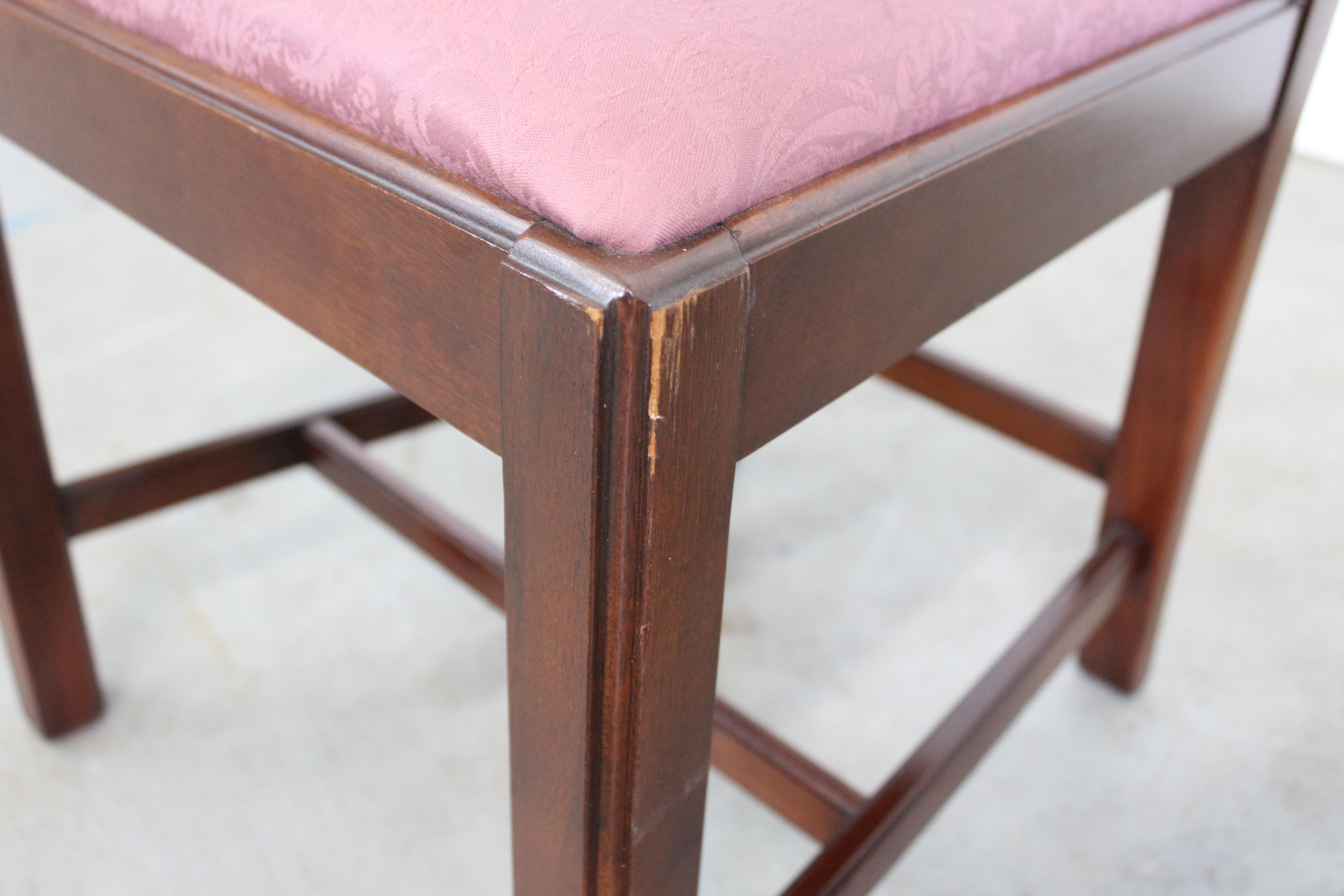 Pair of Chippendale Solid Mahogany Dining Side Chairs by Century 2