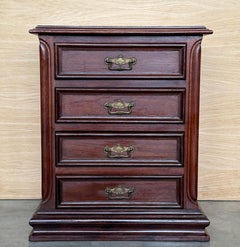 Pair of Chippendale Solid Walnut Small Chest of Drawers or Nightstands