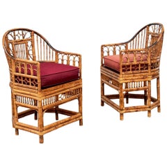 Pair of Chippendale Style Bamboo Club Chairs