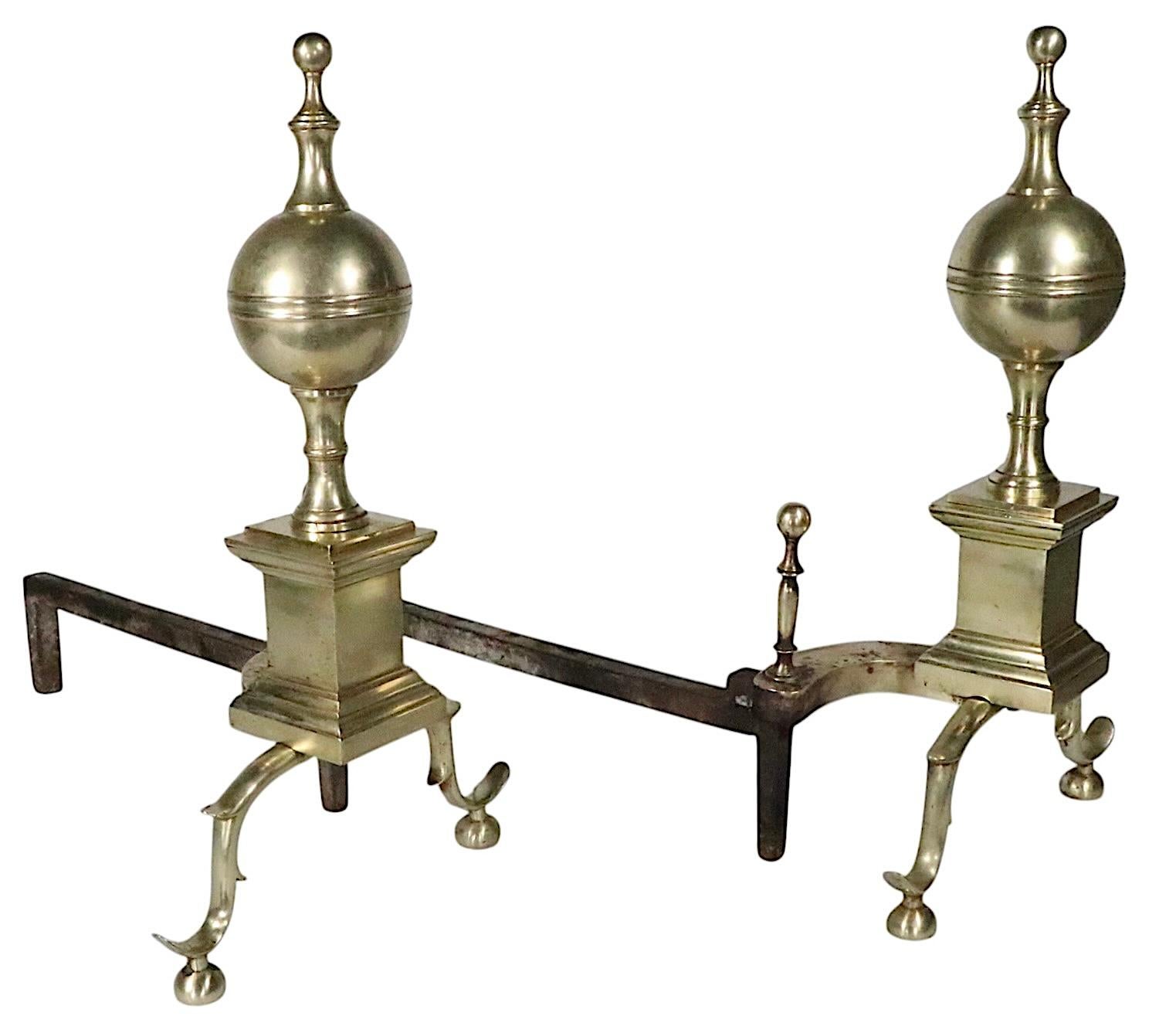 Paar Messing-Andirons im Chippendale-Stil, 1900/1930er Jahre im Angebot 8