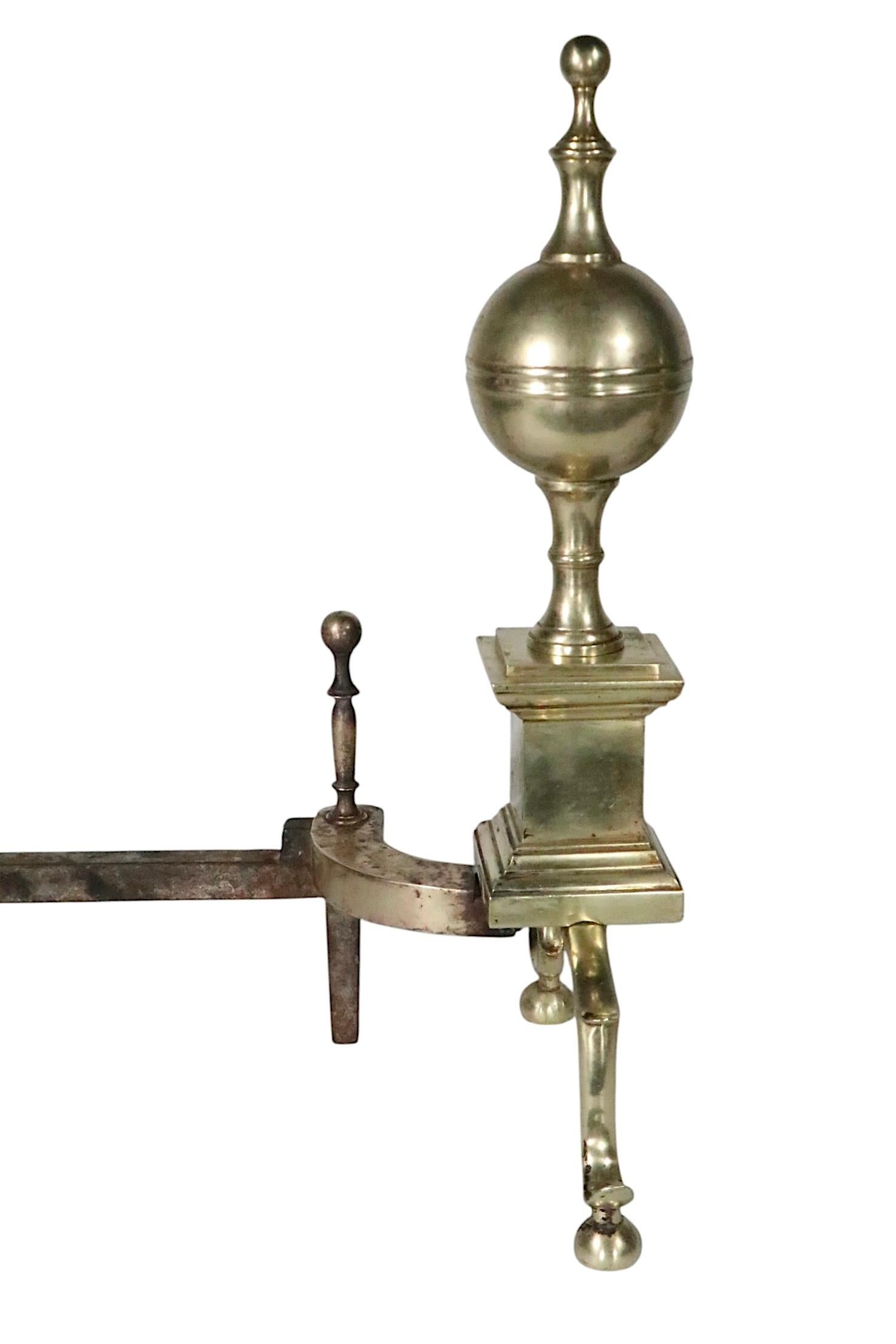 Paar Messing-Andirons im Chippendale-Stil, 1900/1930er Jahre im Angebot 11
