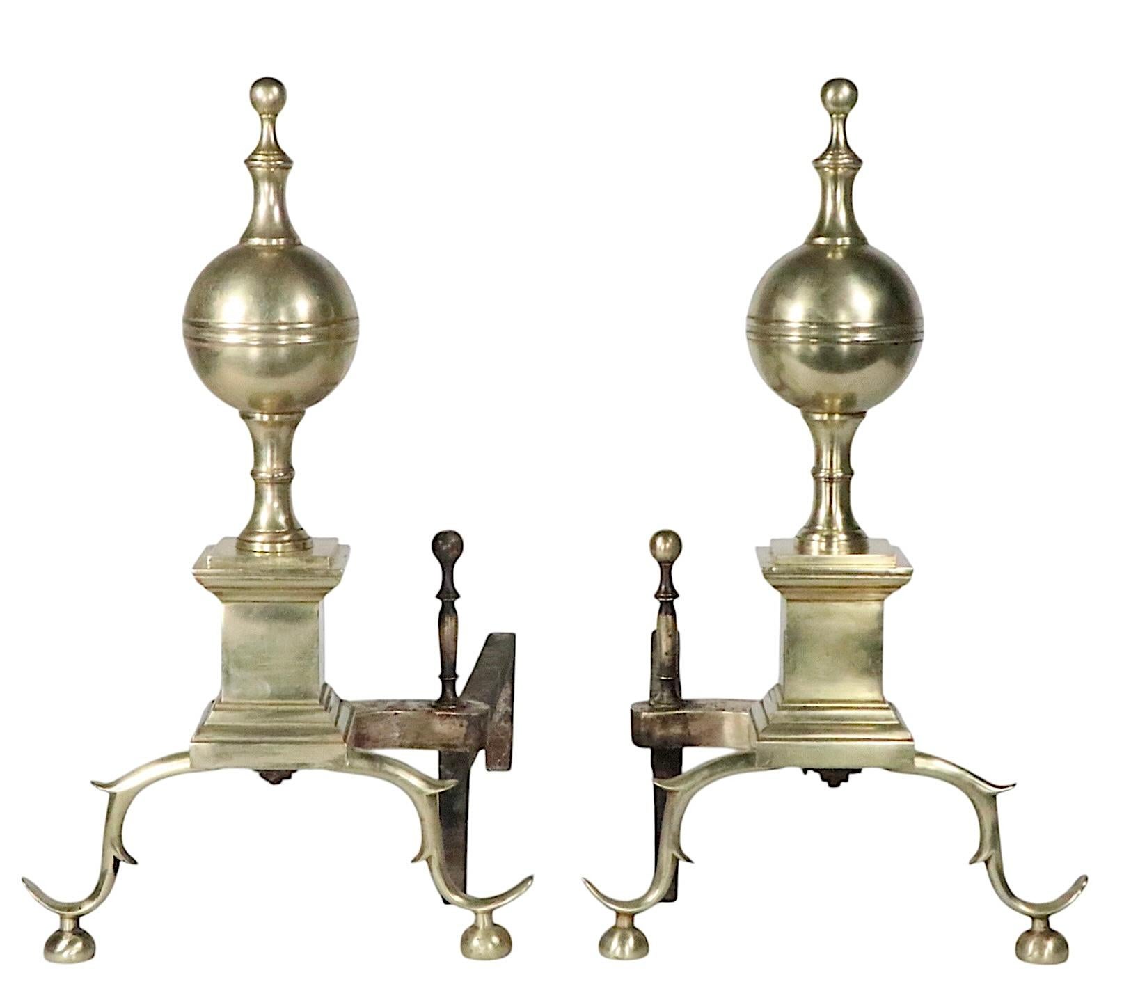 Paar Messing-Andirons im Chippendale-Stil, 1900/1930er Jahre im Angebot 4