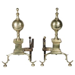 Paar Messing-Andirons im Chippendale-Stil, 1900/1930er Jahre