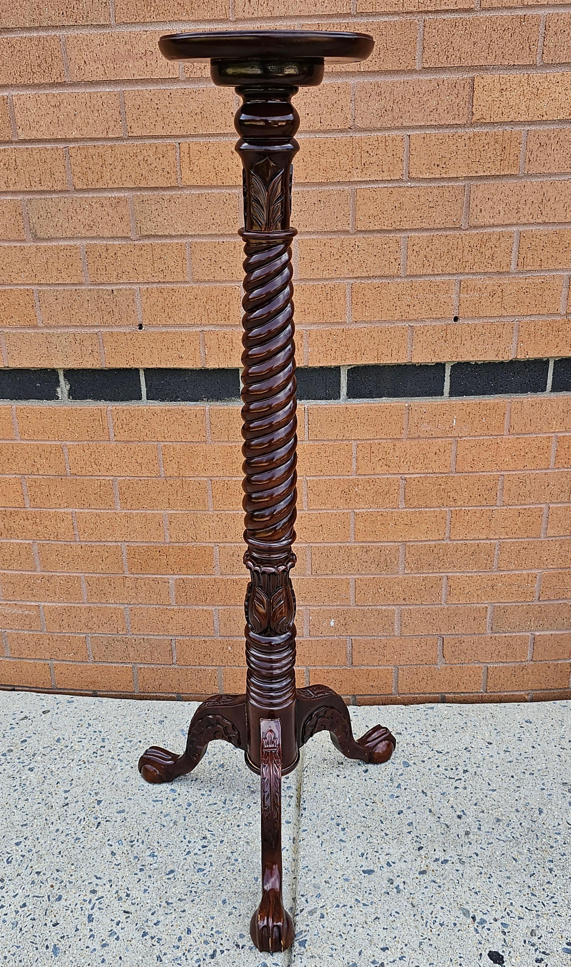 American Pair of Chippendale Style Carved and Stained Mahogany Stands with Ball Claw Feet For Sale