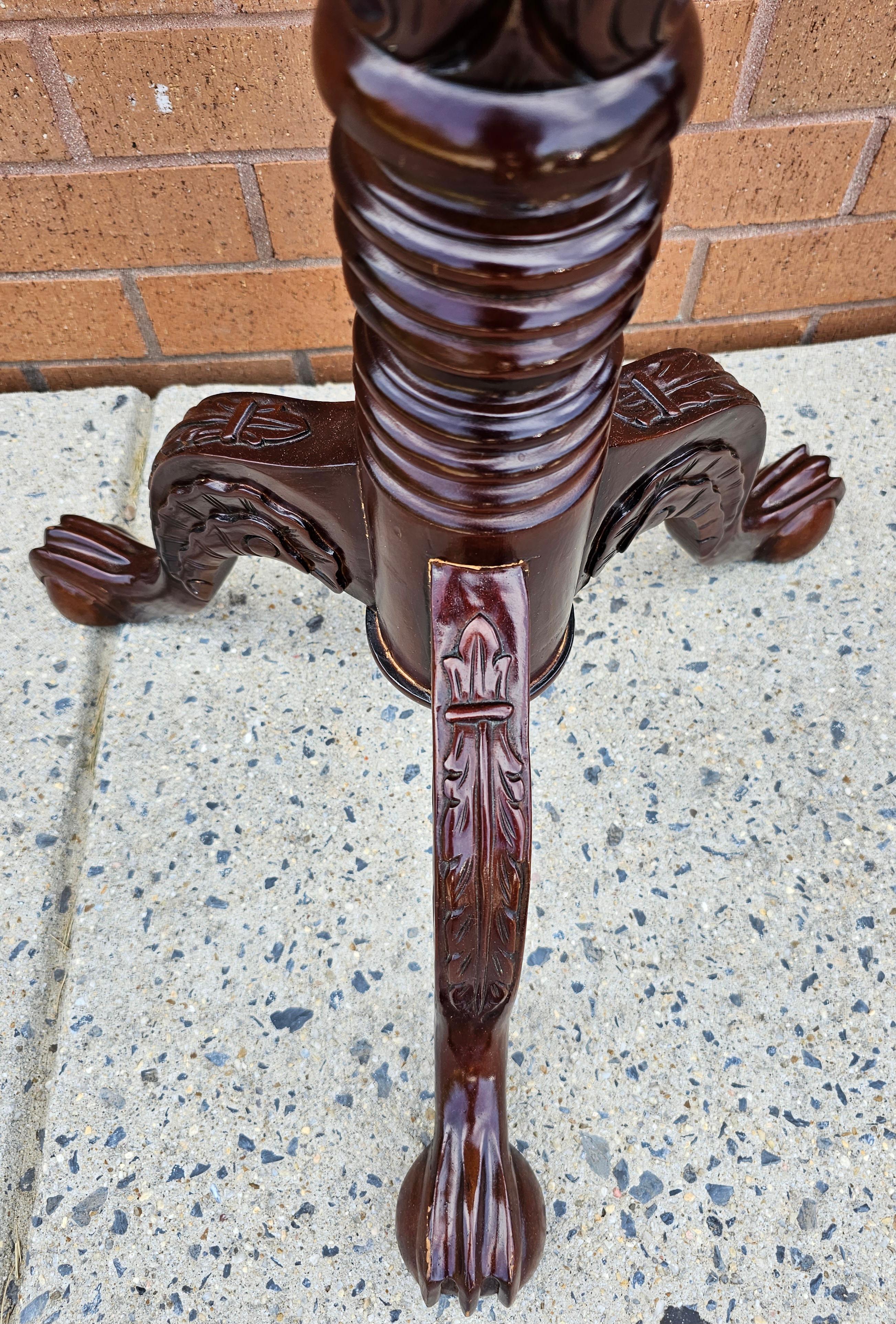 Pair of Chippendale Style Carved and Stained Mahogany Stands with Ball Claw Feet For Sale 2