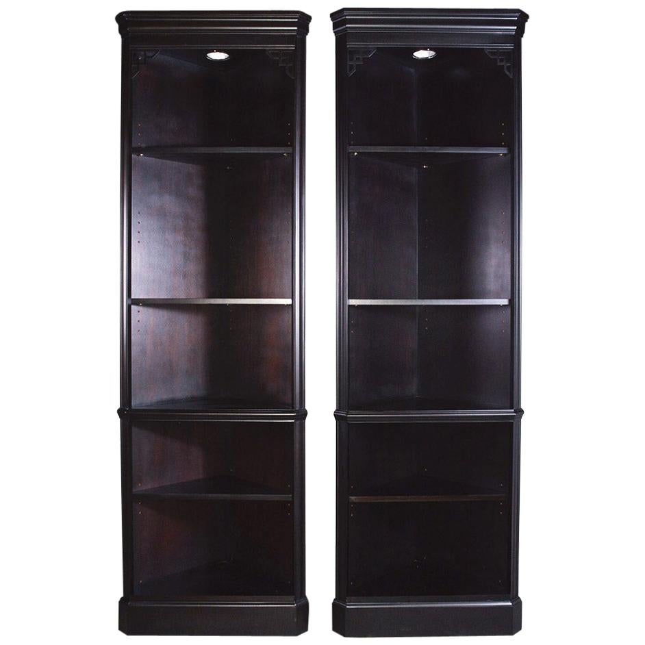 Pair of Chippendale Style Five-Shelf Corner Cupboards For Sale