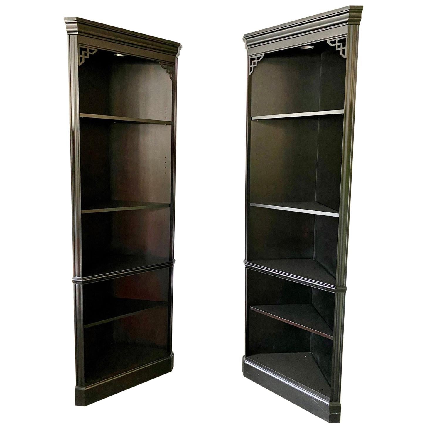 Pair of Chippendale Style Five-Shelf Corner Cupboards