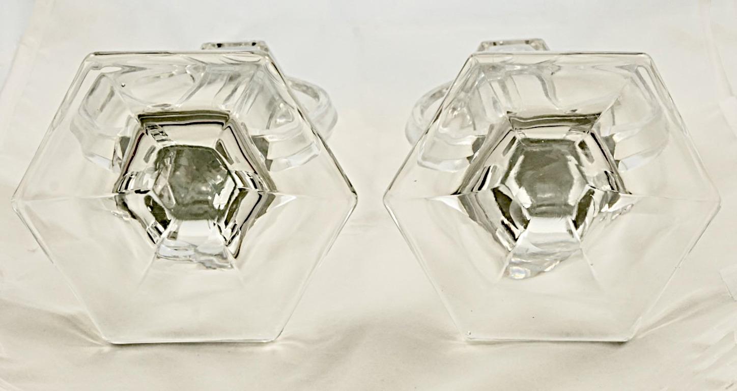 Pair of Chippendale Style Glass Candlesticks, Circa 1920s For Sale 1