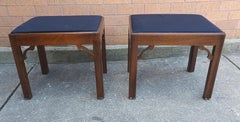 Pair of Chippendale Style Mahogany and Upholstered Foot Stools