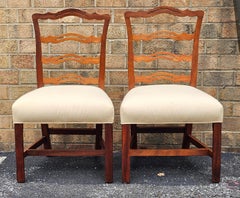 Pair of Chippendale Style Mahogany Pierced Ladder Back Side Chairs