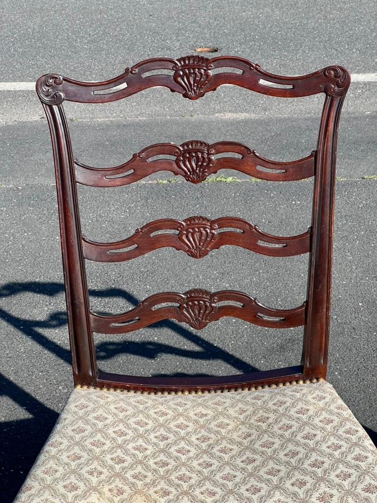19th Century Pair of Chippendale Style Ribbon Back Chairs with Curved Seats For Sale