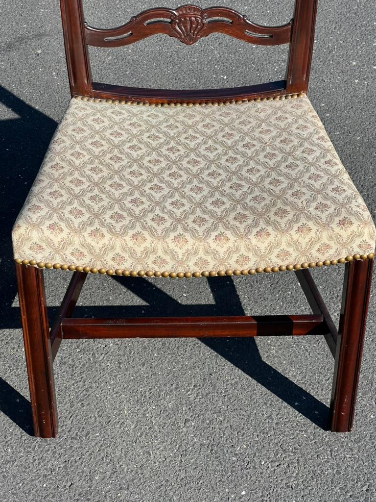 Pair of Chippendale Style Ribbon Back Chairs with Curved Seats For Sale 1