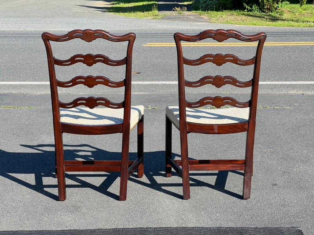 Pair of Chippendale Style Ribbon Back Chairs with Curved Seats For Sale 2