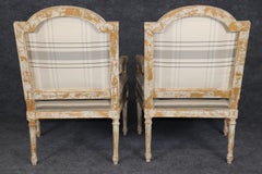 Pair of Chippy Decorator Distressed Finished French Louis XVI Armchairs
