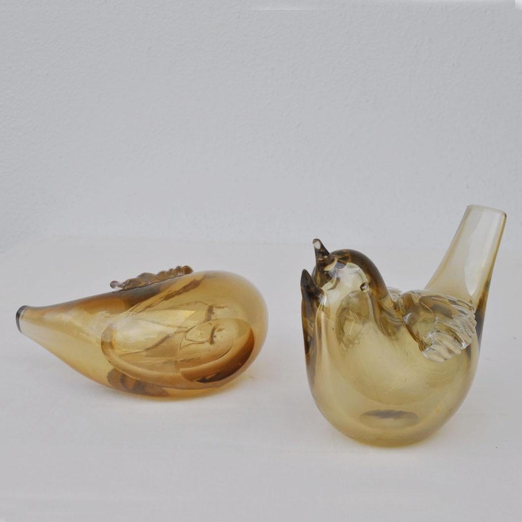 Pair of Birds Sculpture Hand Blown Glass by Tyra Lundgren for Paolo Venini  1940 3