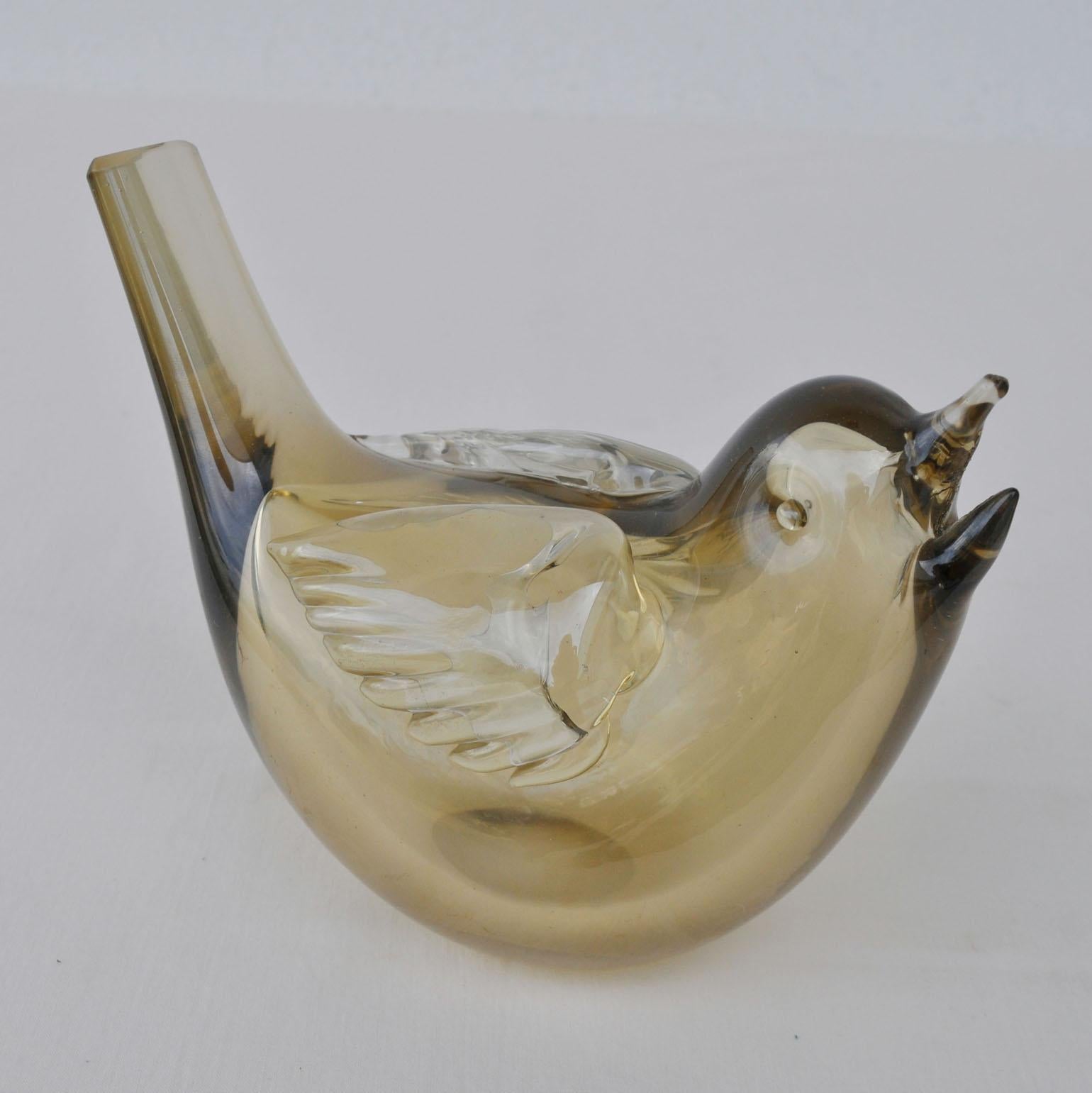 Pair of Birds Sculpture Hand Blown Glass by Tyra Lundgren for Paolo Venini  1940 1