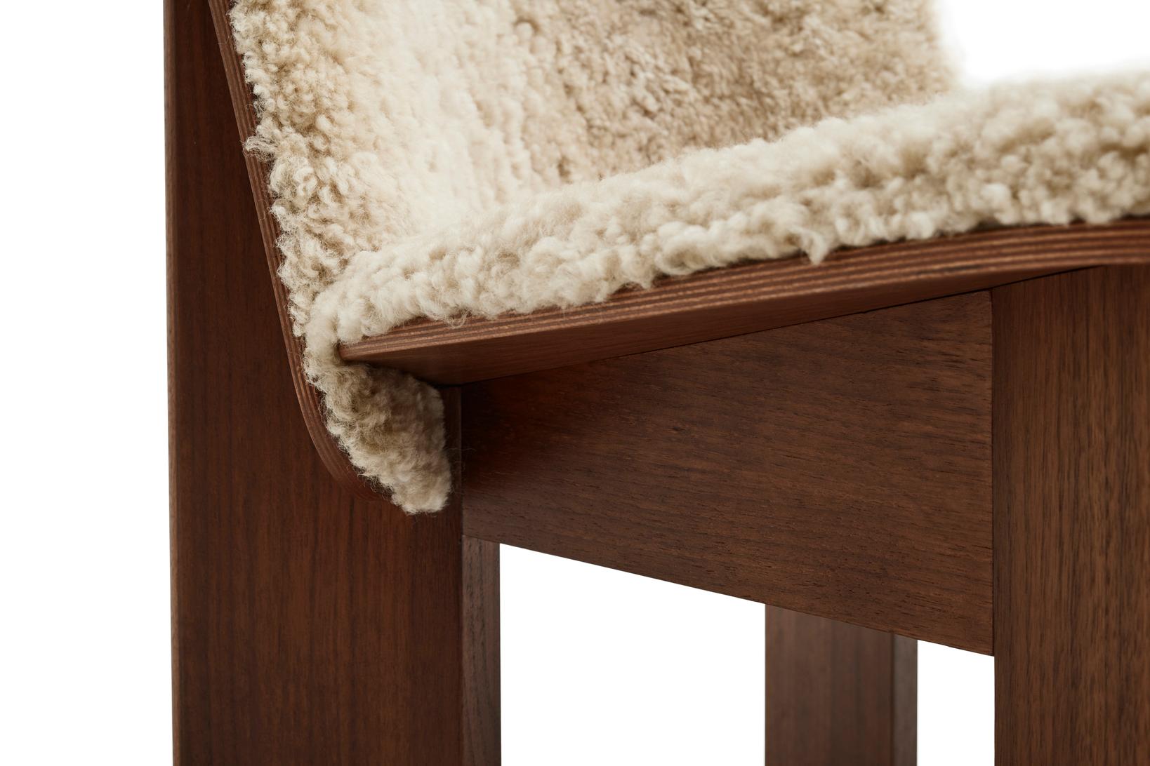 Latvian Pair of Chisel Lounge Chairs-Sheepskin Mohawi 21/Lacquered Walnut for Hay For Sale