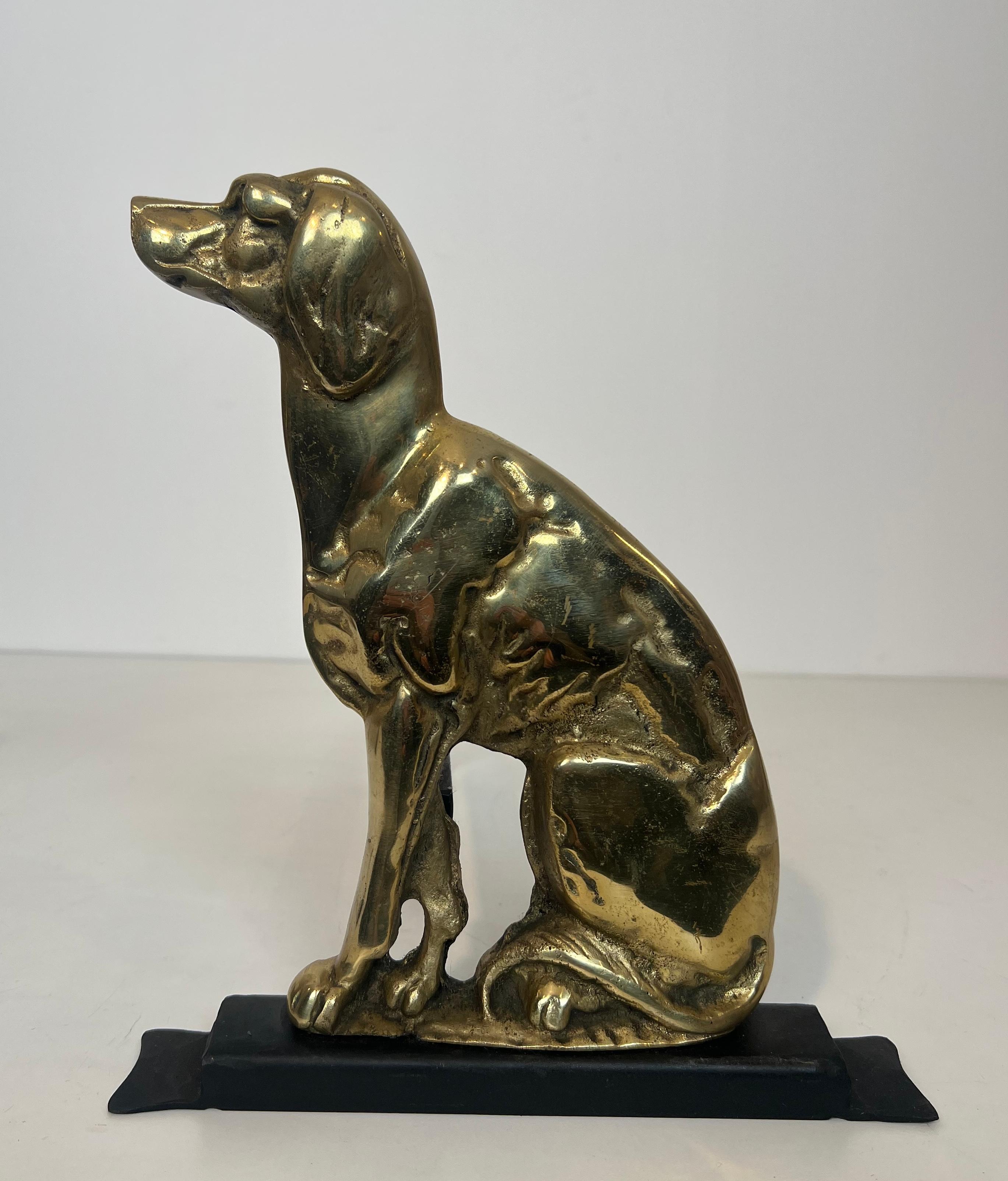 Pair of Chiseled Bronze Andirons Representing Dogs For Sale 7